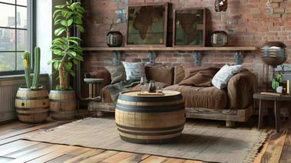 oak barrels home decor